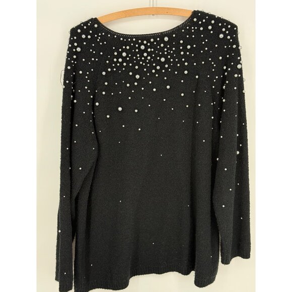 Susan Bristol Ltd.‎ 2002 Black Beaded Sweater 2W Acrylic & Merino Wool Women's - Picture 6 of 7